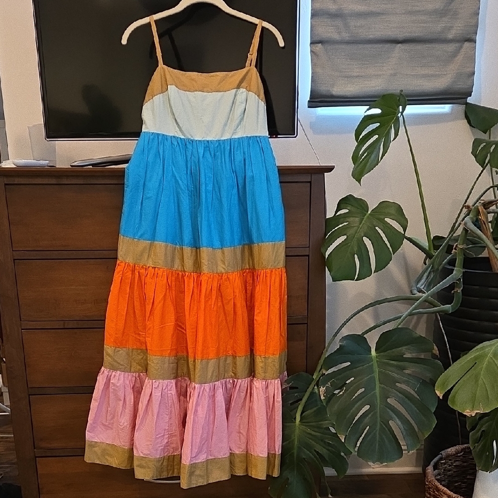 J. Crew Colorful Striped Cotton Midi Dress
